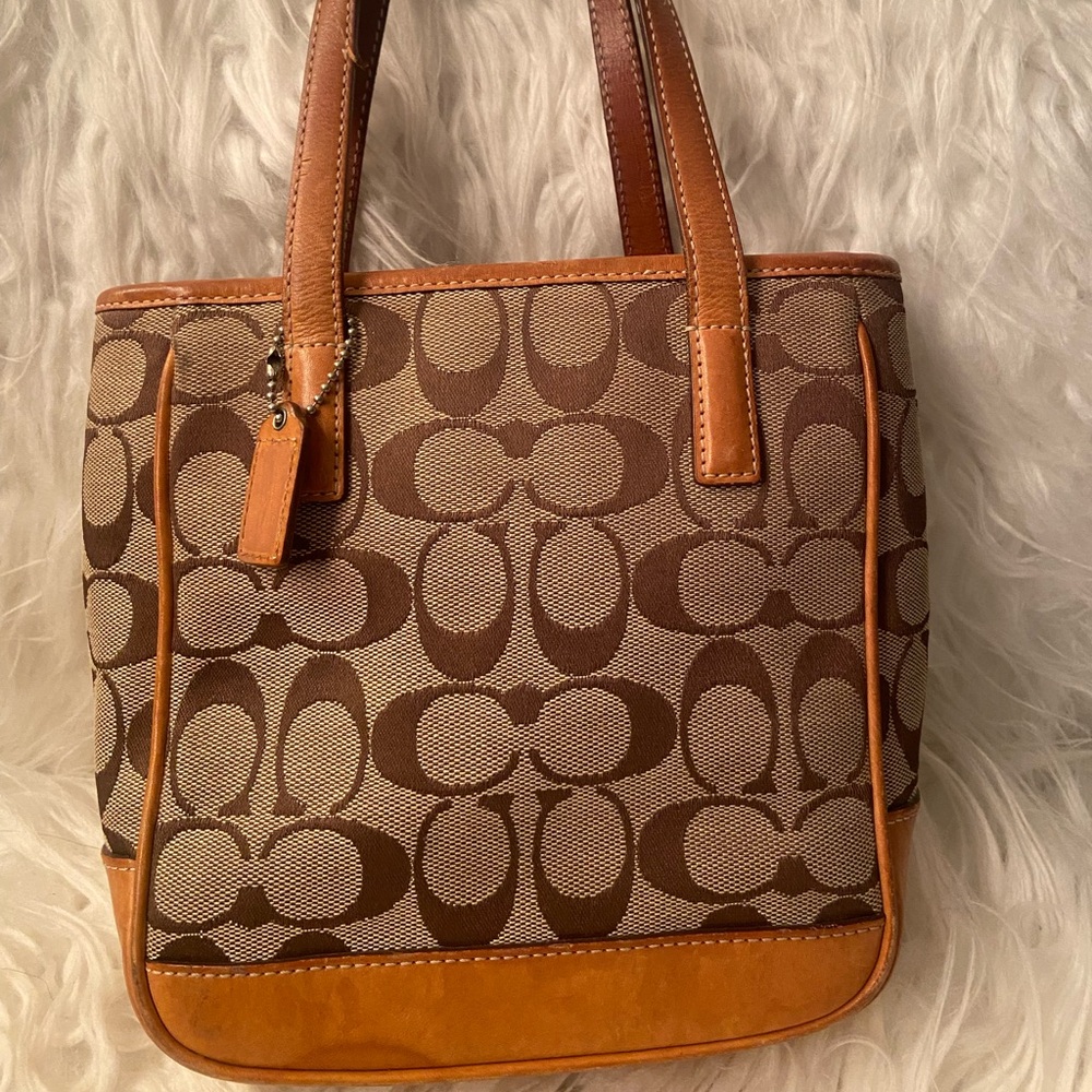 Coach Brown and Tan Signature Tote